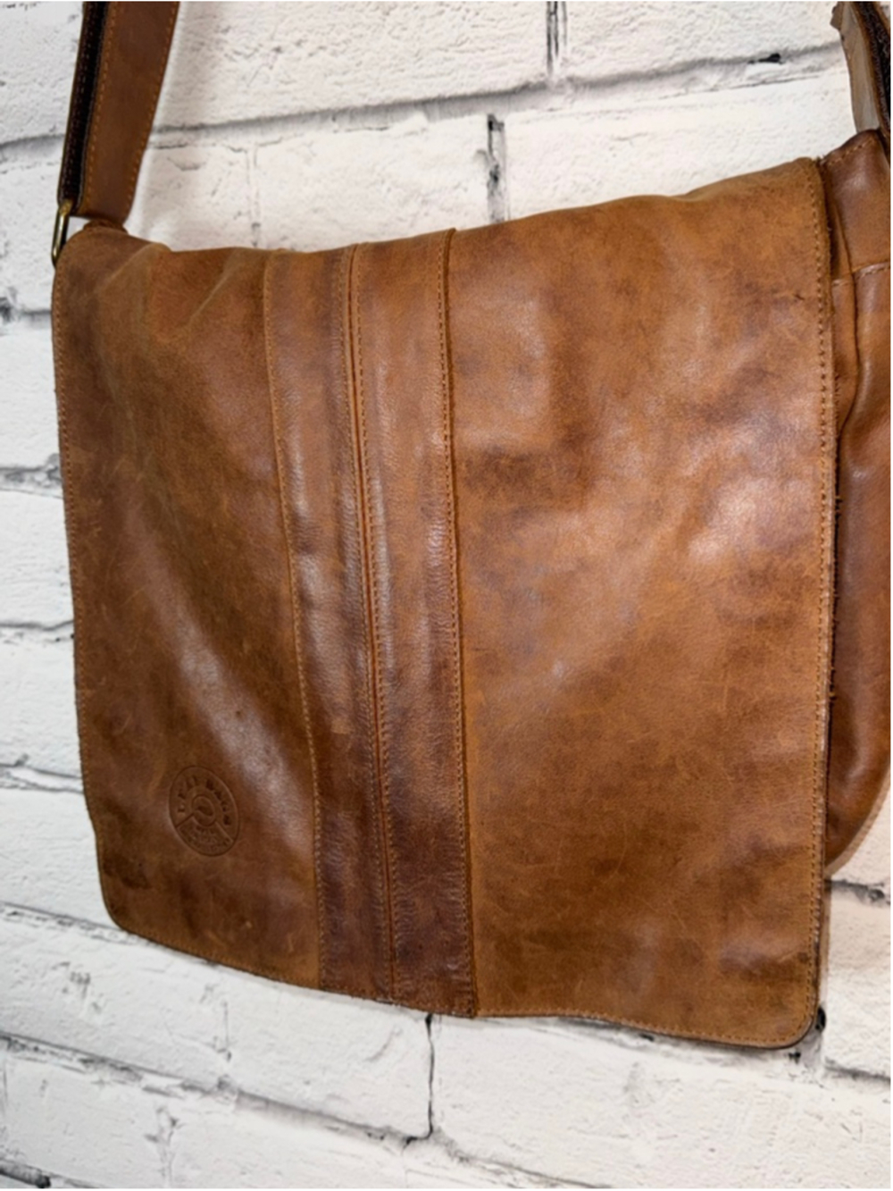 Women's Vera Pelle Leaf Bags Brown Leather Crossbody Messenger Bag Purse 11x10x3 - Picture 13 of 16